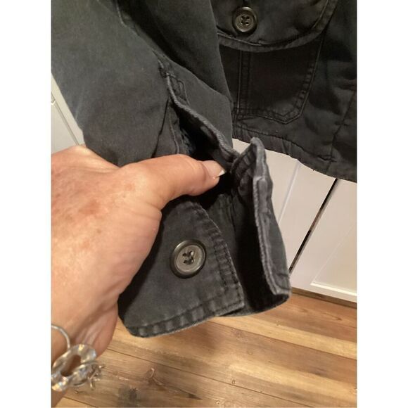 Kirra Womens Chore Field Military Button Up Jacket Sz L Muted Black Fur Lined - Picture 4 of 8